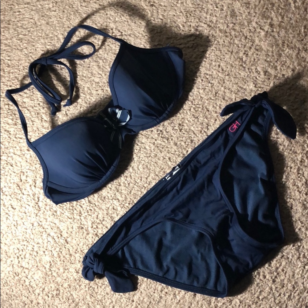 Gilly Hicks Navy Bow Bikini, Size Small
